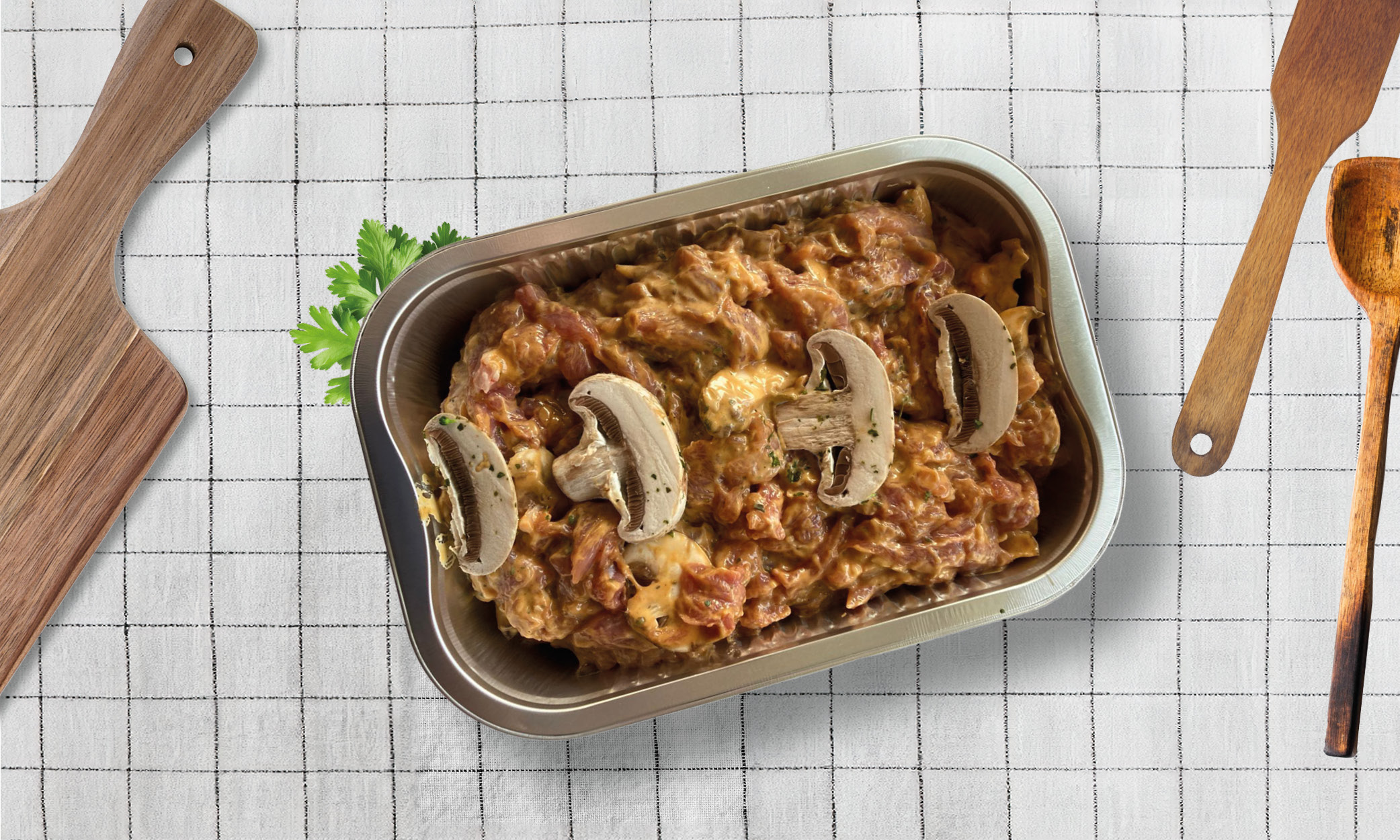 Varkensreepjes in Paddenstoelenmarinade